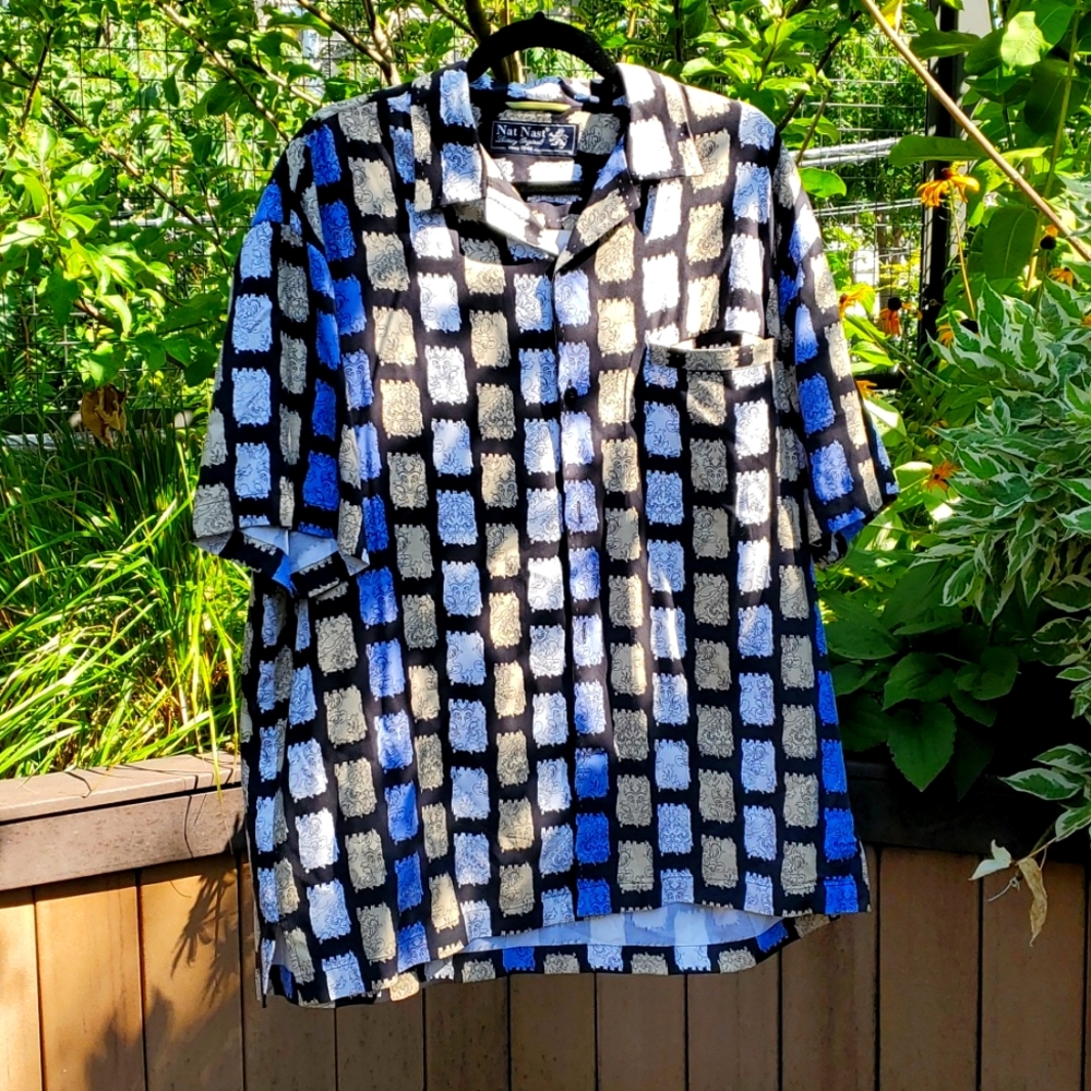 Nat Nast 100% silk casual shirt Men's Large